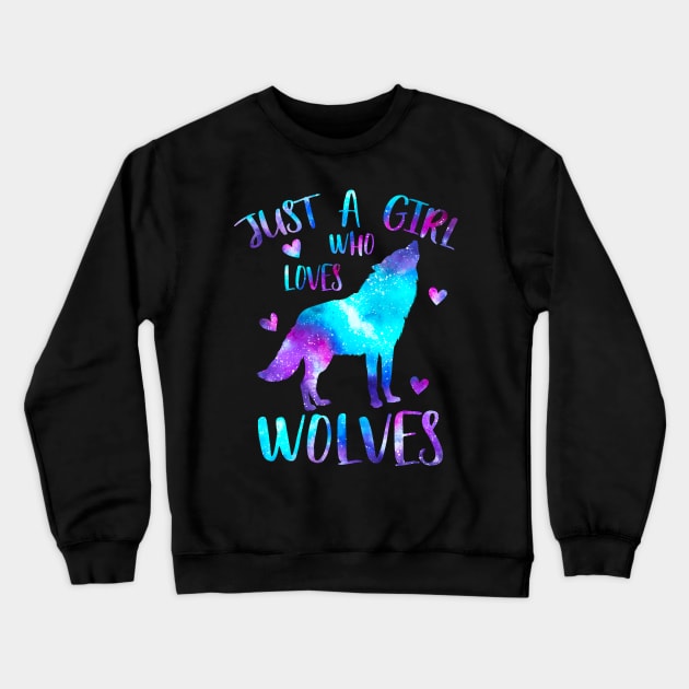 Just a girl who loves wolves Crewneck Sweatshirt by PrettyPittieShop